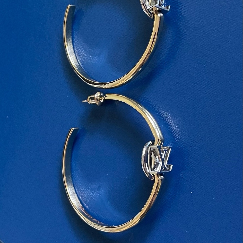 Gold & Silver LV Hoop Earrings - Picture 6 of 6